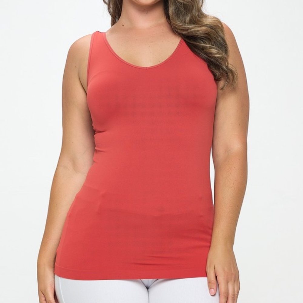 Plus Yelete Burnt Sienna  V or U Neckline Reversible Seamless Tank